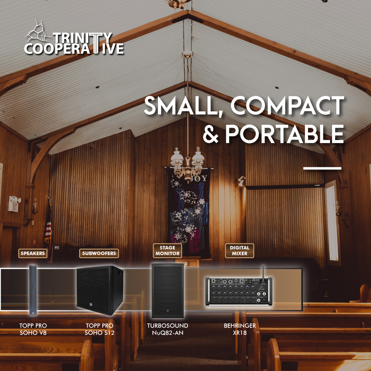Small, Compact & Portable PA System for Church Topp Pro Soho V8, S12